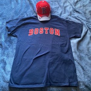 boston red socks shirt and hat